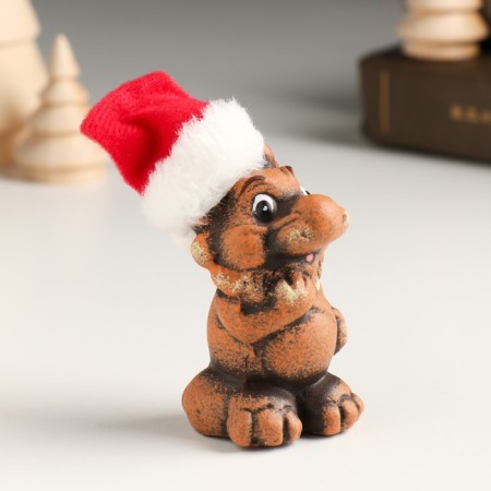Souvenir Ceramics "Clay Dragon in the New Year's cap" 3.8x3.6x7.2 cm-1