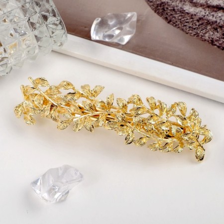 Halfish hair clip "prestige" leaves, 8.5 cm, gold