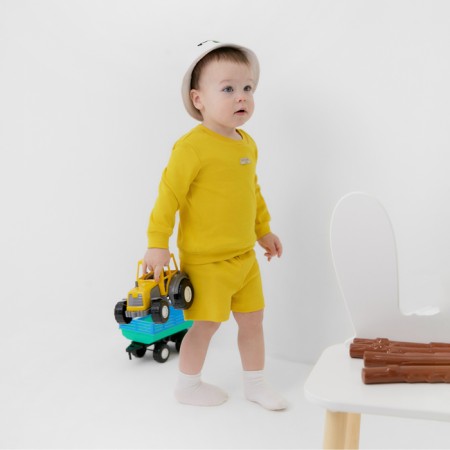 Kidsa (sweatshirt, shorts) minku, yellow color, height 80-86 cm-5