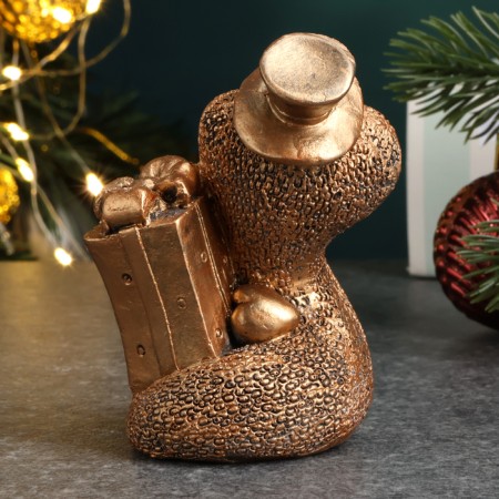 Figure "Snake with a gift" aged bronze, 6x4x4cm-2