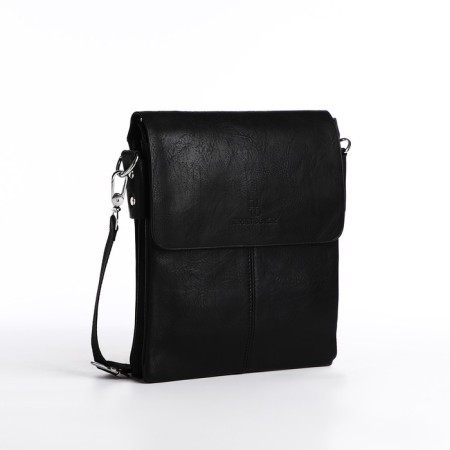 Male bag on lightning, terra dever, long belt, black color