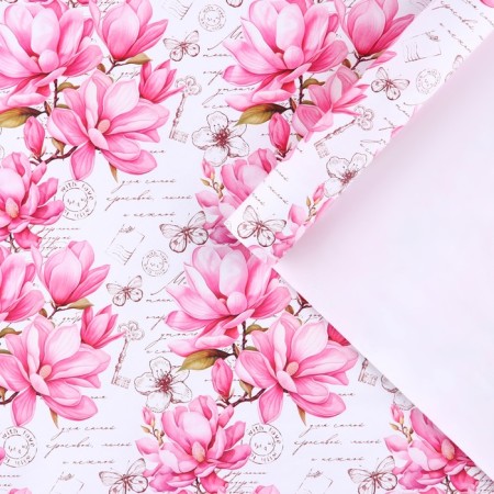 Glossy packaging paper “Flowers on the newspaper”, 70 x 100 cm