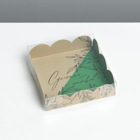 Bearbox, confectionery packaging with PVC lid, “made with love”, 10.5 x 10.5 x 3 cm