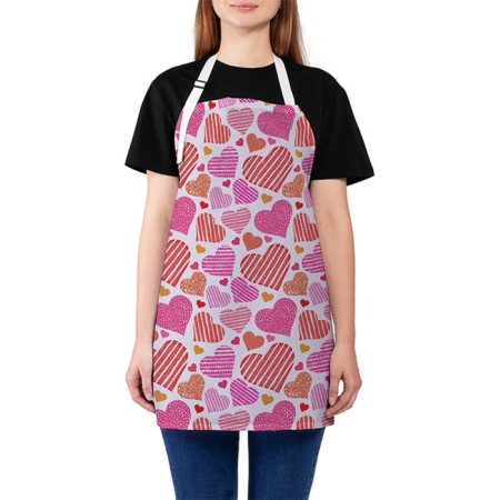 Apron of a kitchen with a photo print “Many hearts”, adjustable, size OS