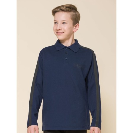 Polo for a boy with a long sleeve Pelican, height 152 cm, dark blue color-1