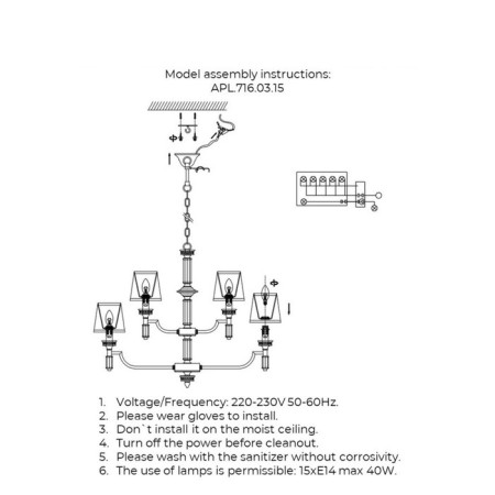 Suspended chandelier Patricia E14 600W-9