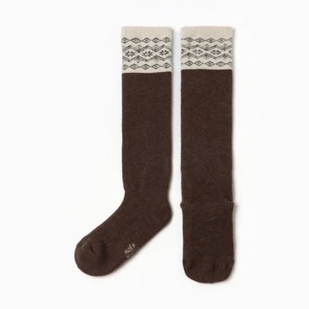 New Year. Women's golfs from Mongolian wool, chocolate color with a pattern, river 36-42