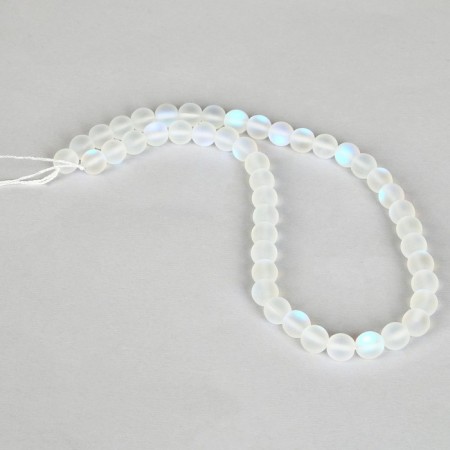 Busins ​​made of natural stone "Cat Eye", set 46 pcs., Size 1 pc. - 8 mm, matte white-1