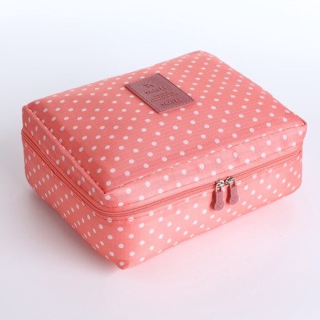 Road cosmetic bag, 2 parts with lightning, pink color