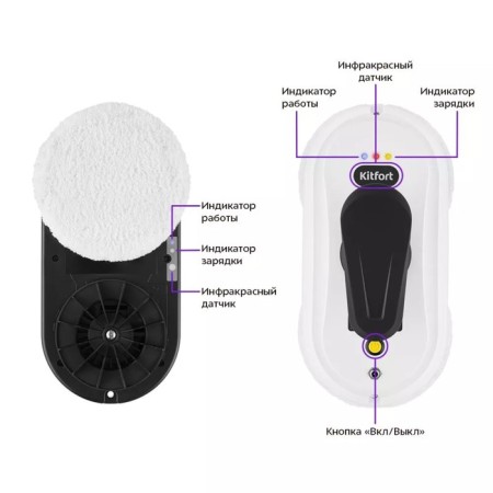 Robot Window Robi Kitfort KT-5182, 80 W, 5.5 min/m2, from the battery, white-6