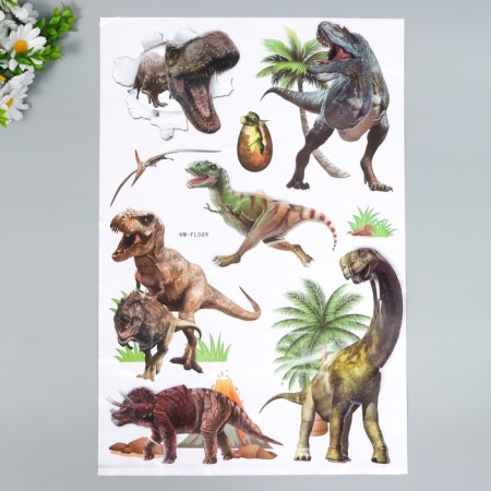 Sticker Plastic Interior 3D "Dinosaurs" mix 50x32 cm