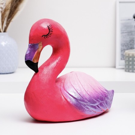 Piggy bank "Flamingo Big" pink with purple, 24cm-1