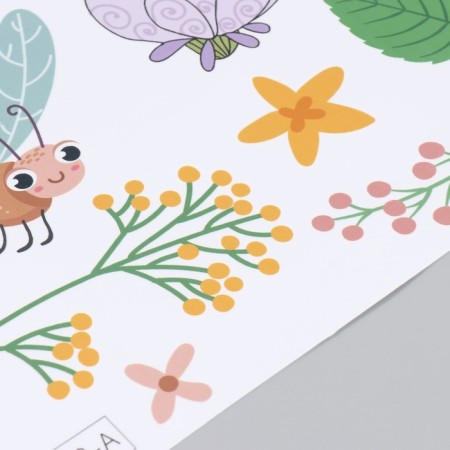 Sticker Plastic Interior color "Cute insects with leaves" set 2 sheets 30x90 cm-2