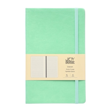 Notepad A5 "Snow Mint", 96 sheets, in a ruler, solid cover, artificial leather, elastic band, pocket, lies, tinted block