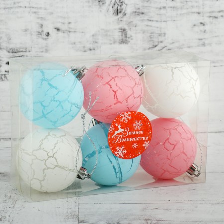 Set of balls plastic D-6 cm, 6 pcs "Kracle" mix-1