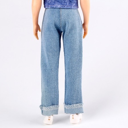 Jeans for puppet men, length - 18 cm, blue color-6