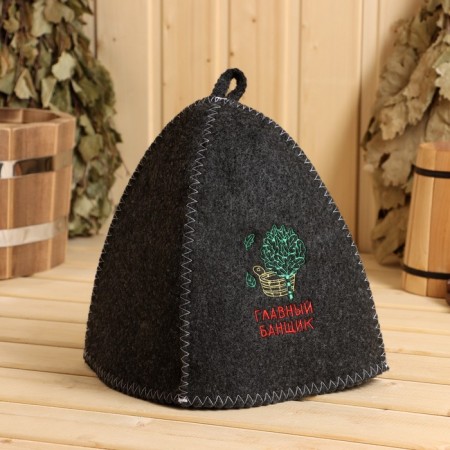 Bath cap with embroidery "main banner", gray, packing 5pcs