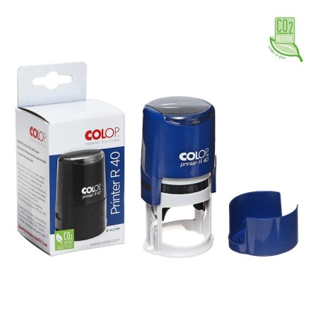 Equipment for round printing automatic Colop Printer R40, diameter 41.5 mm, with a lid, cobalt body