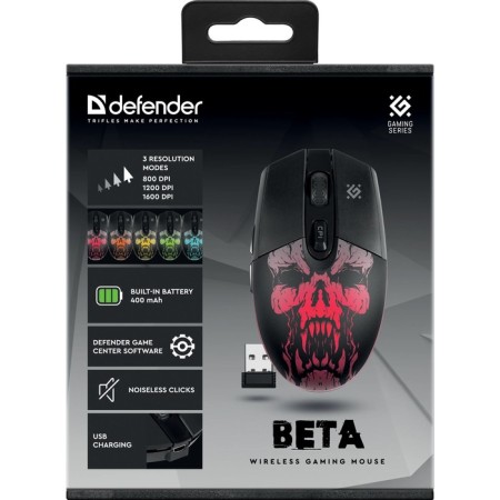 Mouse Defender Beta GM-707L, wireless, optical, LED, 1600 dpi, 400 mAC USB, black-6