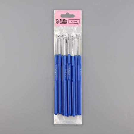 Knitting hook, with a plastic handle, d = 3.5 mm, 13.5 cm, blue color-4