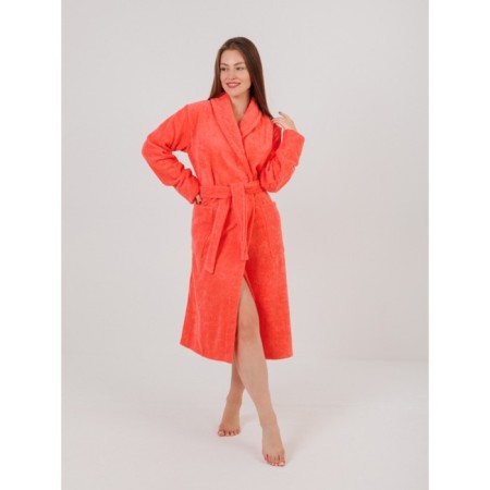 Women's bathrobe, with a shack, size 60-62, coral color