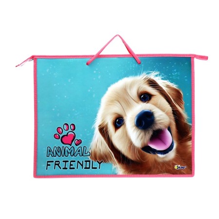 Folder for drawings and drawings A3, 470 x 345 mm, with handles, plastic/textiles, lightning from above, pr 3 -20 "Fluffy friend" 72693-2