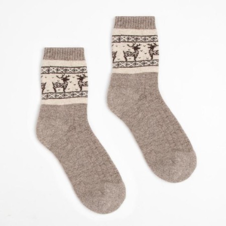 Women's socks from Mongolian wool "deer", gray color, size 25 (37-39)