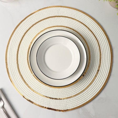 Serving napkin set 4 pcs of a share, d = 38 cm, white with gold-5