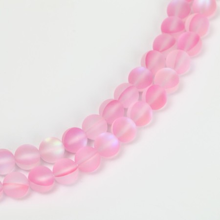 Busins ​​made of natural stone "Cat Eye", set 46 pcs., Size 1 pc. -8 mm, light pink