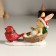 Polystone souvenir "Bunny in a basket and red bird" 13x6x8 cm