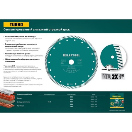 Diamond disk Kraftool 36682-115, segmented, D = 22.2 mm, 115 mm-4