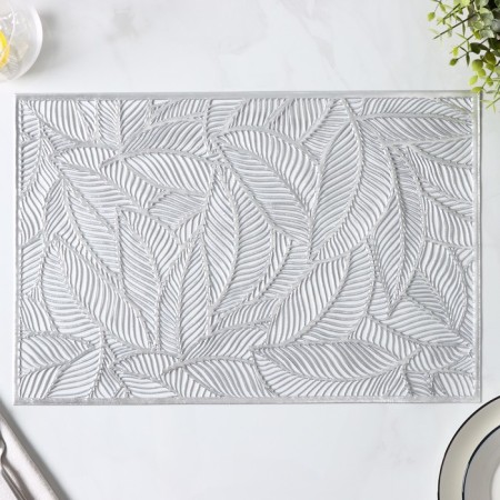 Set of serving napkins on the table of the leafopad, 4 pcs, 45 × 30 cm, silver color-3