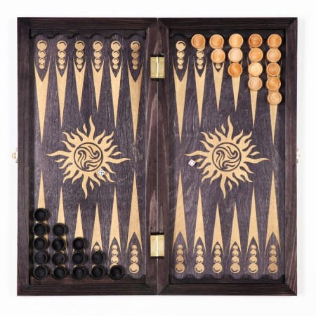 Wooden backgammon large, board game, 48 x 48 cm, chip D-2.4 cm, h-0.9 cm-1