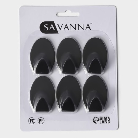 A set of metal self -adhesive hooks Savanna Black Loft Drop, 6 pcs, 1.9 × 5.3 × 3.5 cm-4