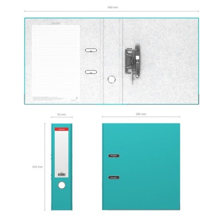 A4, 70 mm, erichkrause, standard, boumvinyl, with label on the spine, lower metal knant, turquoise-3