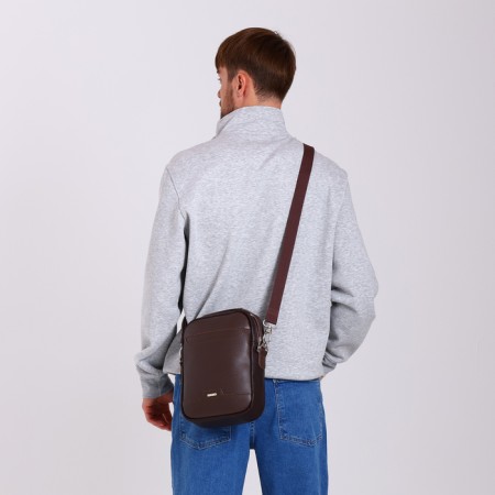 Men's bag over the shoulder, Textura, artificial leather, brown color-9