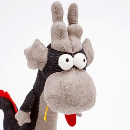 Soft toy "Dragon", 26 cm, gray color-1