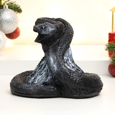 Figure "Snake with grass" Black 18x16x15cm-2