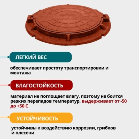Luke of PPC revision, type "lm", d = 58 cm, up to 1.5 tons, terracotta-1