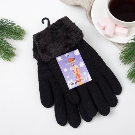 Gloves female thermo, black color, size 18-20-2