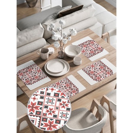 A set of napkins for setting the Ukrainian Ornament table, rectangular, rounded edges, size 30x46 cm, 4 pcs-1