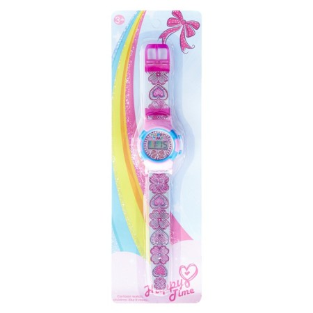 Watch of Electronic Children's Watch "Flowerers and Hearts", D-4 cm, length 19.5 cm-3