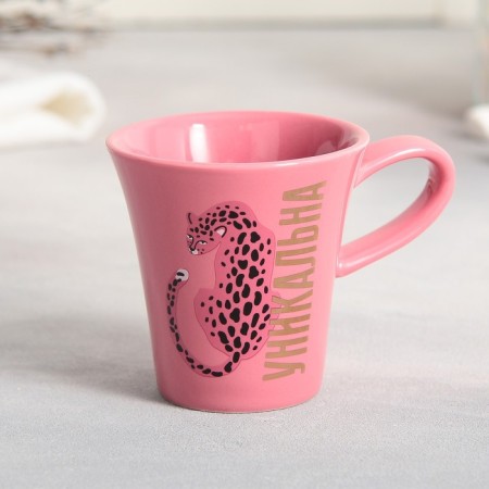 Tea couple ceramic "unique", a mug of 100 ml, a saucer 15x14 cm, pink color-2