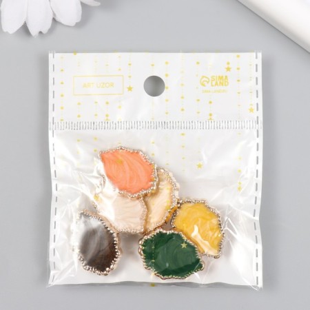 Button plastic for creativity "Stone leaf" mix 2.5x1.9x0.9 cm-3