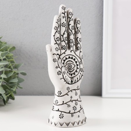 Souvenir Polystone "Hand of Fatima. Flower pattern. Hams" White 9.5x6x21 cm-1