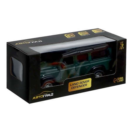 Metal machine Land Rover Defender, 1:32, inertia, matte green color-4