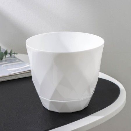Pot for flowers with the pallet laurel, 1.3 l, d = 14.5 cm, h = 12.5 cm, white color-1