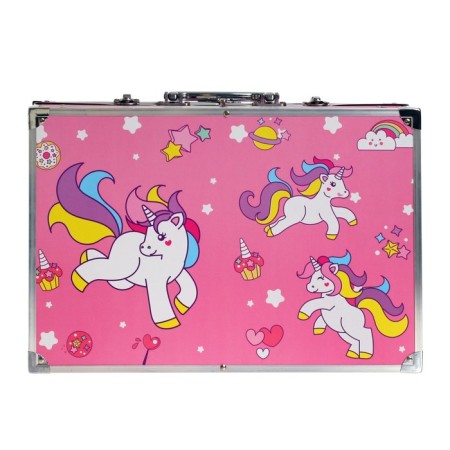 Set for drawing, in a suitcase, pink-2