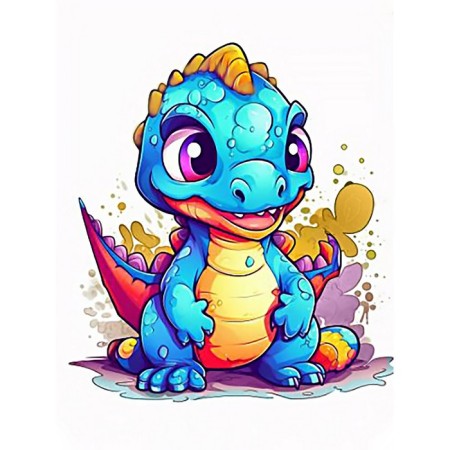 Diamond mosaic "Baby Dragon" 15 × 20 cm, without a subframe