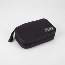 Cosmetic bag, 2 parts on lightning, with hook, black color